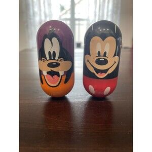 Set of 2 VTG Disney Kelloggs Mighty Beanz #31 MICKEY & #23 GOOFY  Wacky Wobbler
